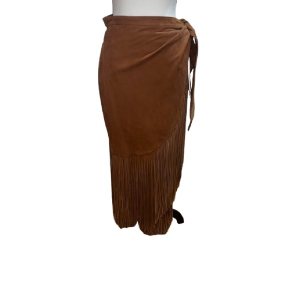 Continental Leather Fashions Women’s Vintage Suede Fringe Wrap Skirt Western 70s
